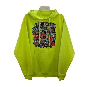Philadelphia Graphic Print Pullover Hoodie Juniors Medium Neon Mid Pocket